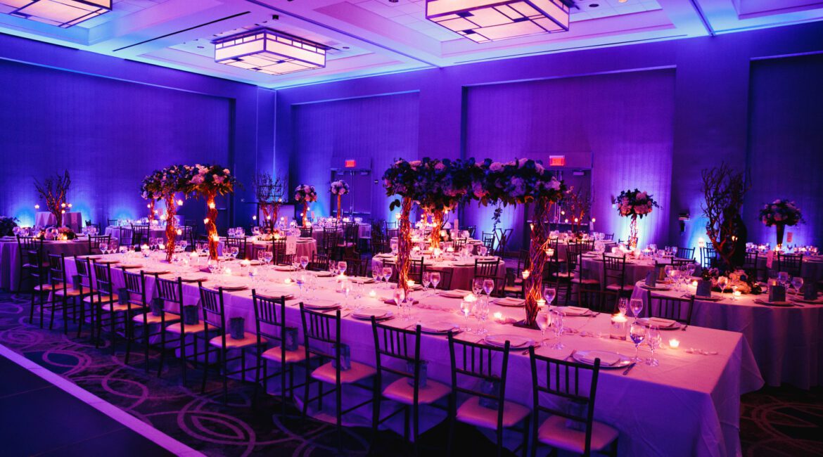 decorated banquet hall with flowers